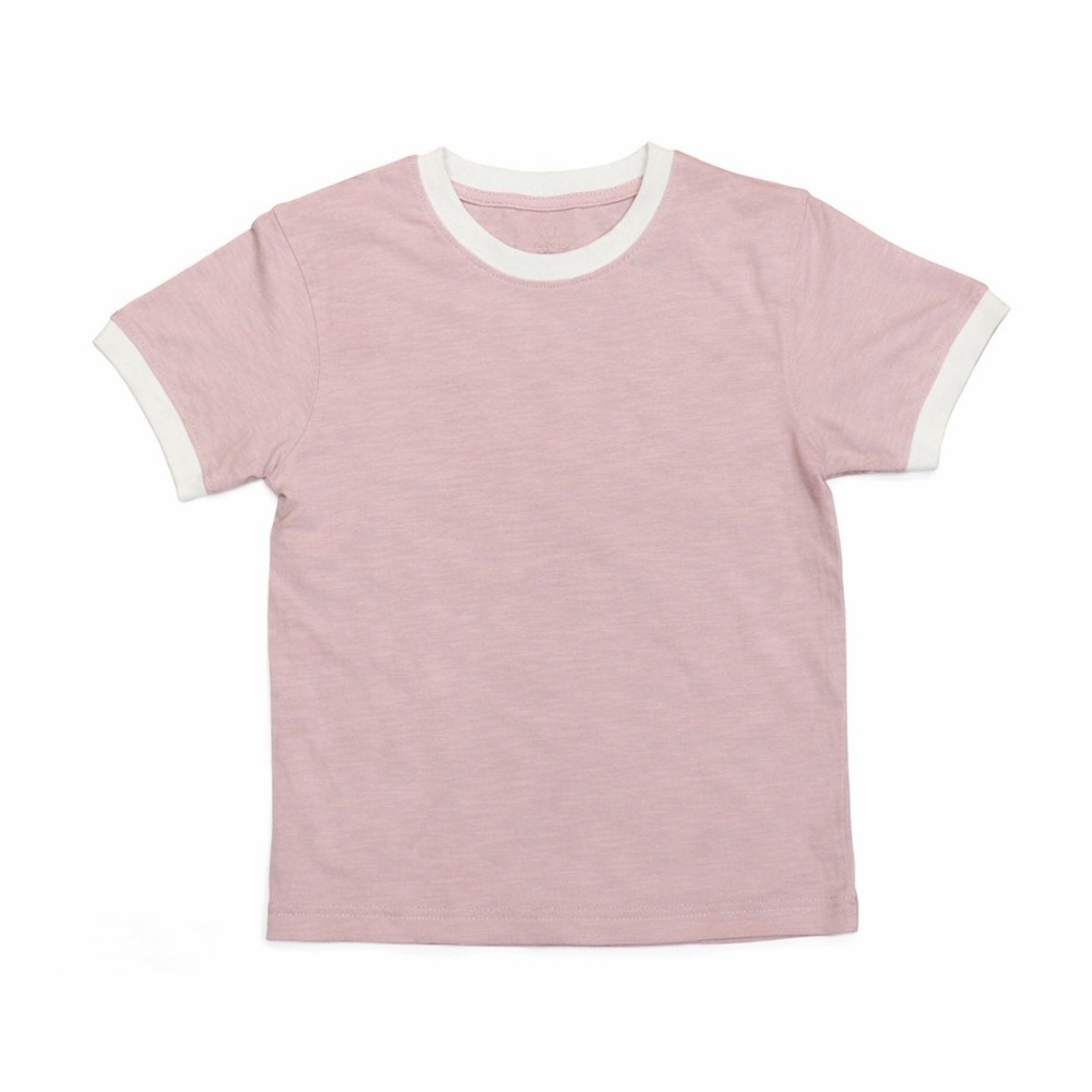 Childhoods Clothing Pink & White Woodrose Short Sleeve Cotton Ringer Tee 5T